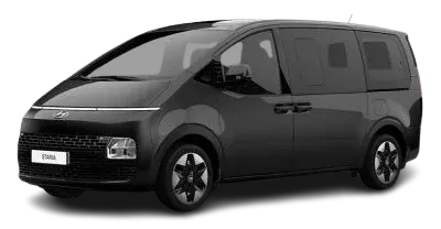 Black Hyundai Staria for Rana Transportation Hajj & Umrah Taxi Service and 7-seat airport transfers.